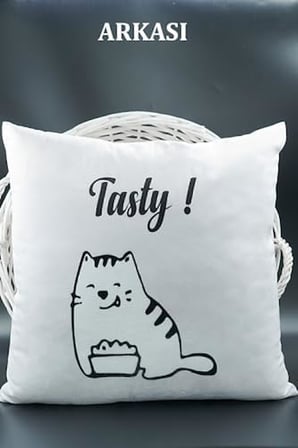 Harfli Kırlent Kılıfı Kadife 43X43 Cm Çift Taraflı Z Harfi Kedi Desenli Evlilik Teklifi Doğum Günü