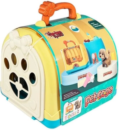 VARDEM Taşıma Çantalı Hareketli Pilli Köpek Seti, Pet Shop Oyuncak Köpek, Sesli ve Yürüyen Evcil Hayvan Oyuncağı, Aksesuarlı Çantalı Köpek Bakım Seti JND-3615