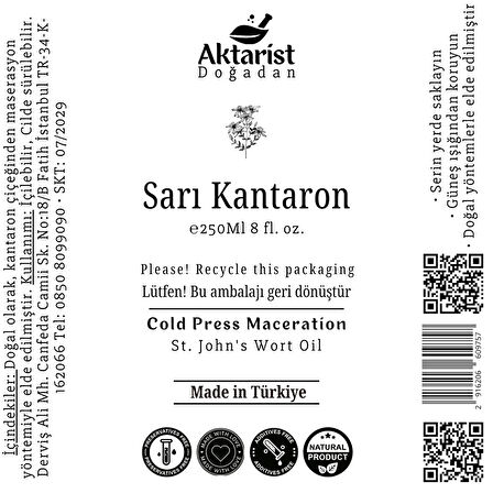 Aktarist Kantaron Yağı 250Ml