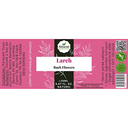 Larch - Bach Flowers Water 20Ml