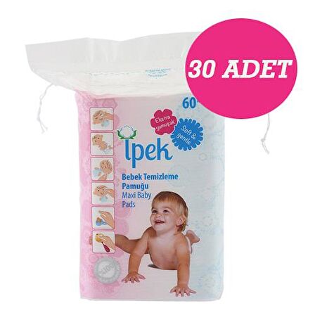 İpek Bebek Temizleme Pamuğu 60 lı 30 Adet