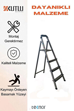  Kutlu Dayanıklı 3+1 Metal Basamaklı Merdiven