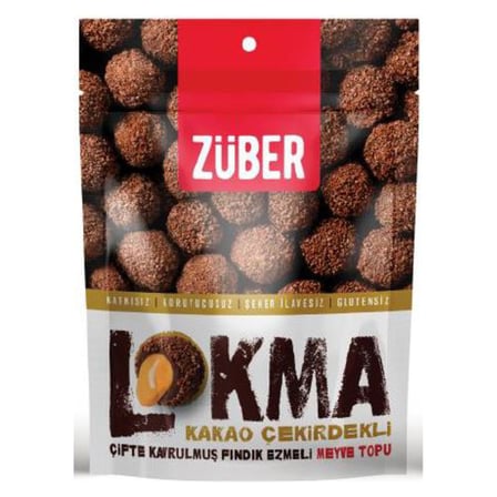 4 Adet Züber Lokma Kakao Çekirdekli Çifte Kavrulmuş Fındık Ezmeli 96 G