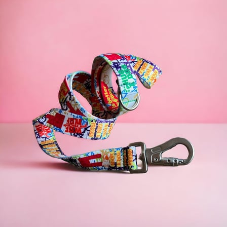 Design Köpek Gezdirme Kayışı – Geri Dönüştürülmüş, Kadifemsi Dokulu, Çift Kilitli Karabina Kanca, 360° Dönüşlü, Dayanıklı &amp; Şık Tasarım, Beyaz, Large