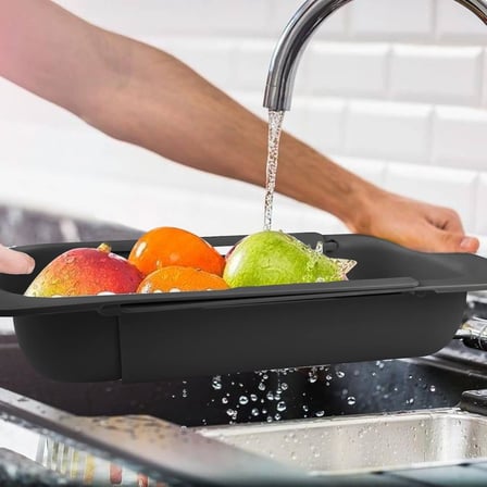 Teleskopik Lavabo İçi Uzayabilir Süzgeç – Sürgülü, Ayarlanabilir, Katlanabilir Salata ve Meyve Sebze Yıkama Süzgeci, Açılıp Kapanabilir Pratik Mutfak Süzgeci (1 Adet)