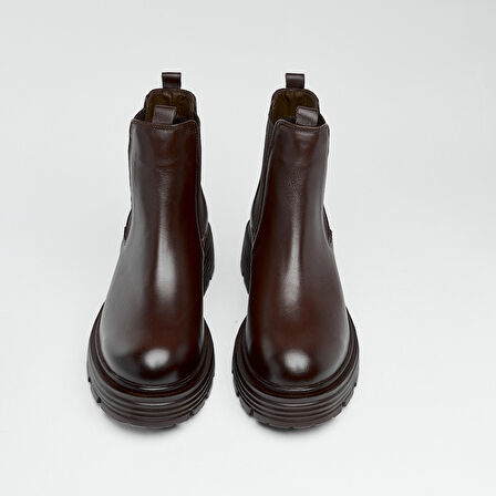 Hakiki Deri Kısa Topuklu Kadın Bot