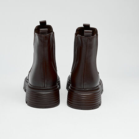 Hakiki Deri Kısa Topuklu Kadın Bot