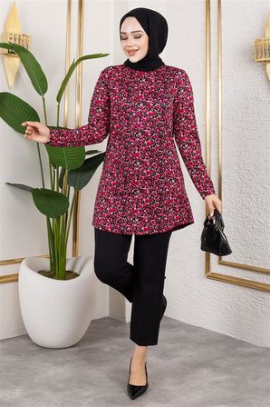 Modi Desenli Tesettür Tunik BORDO