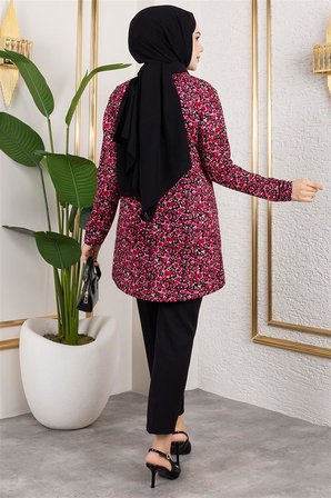Modi Desenli Tesettür Tunik BORDO