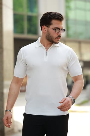 Modi Green Erkek Fermuarlı Yakalı Kısa Kollu Tshirt