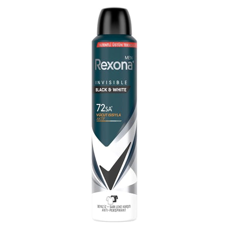 4 Adet Rexona Men Erkek Sprey Deodorant Invisible Black & White 200 Ml