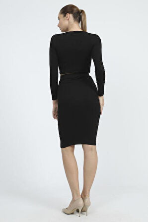 Kaşkorse Düğme Detaylı İkili Etek Takım 8422