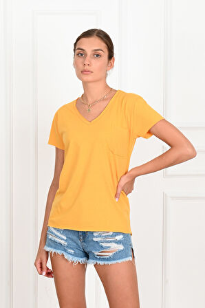 Kadın Basic Cepli Tshirt 8328