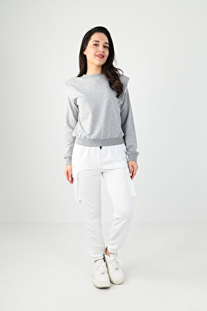 Kadın Omuz Vatka Detaylı Bluz 9247