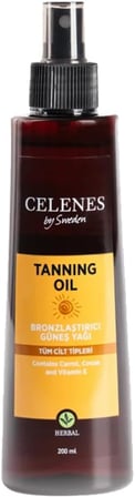 Celenes By Sweden Herbal Bronzlaştırıcı Güneş Yağı 200 ml, CLN4965