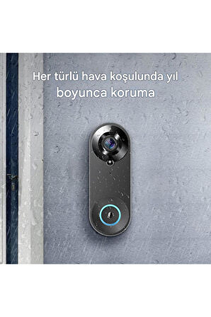 1080P HD Görüntülü WiFi Kablosuz Gece Görüş Su Geçirmeyen Akıllı Ev Kapı Zili