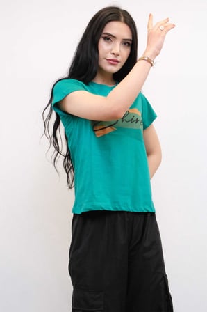 Modi Shine Baskılı Tshirt Yeşil