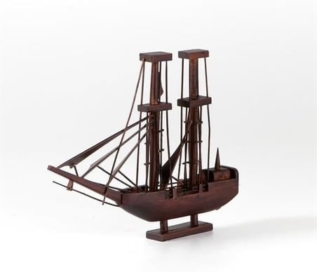Dekoratif Ahşap Yelkenli Gemi 24 cm Biblo