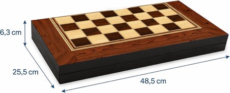 Star Tavla Platin Ceviz Büyük Boy 12 mm MDF Kasa, Parlak Selefon Kaplama, Çizilmeye Karşı Dirençli Coex Kaplama Mıknatıslı Kapama Şık ve Kaliteli Sağlam