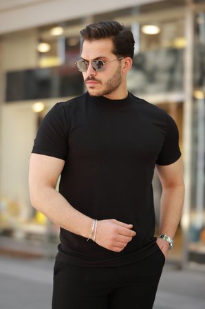 Modi Green Erkek Ince çizgi Dokulu Kısa Kollu T-shirt