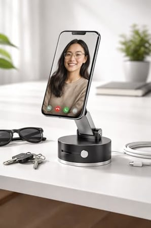 Busstier Vakumlu Kilitli Araç İçi Telefon Tutucu Güçlü Neodimyum Mıknatıslı 360 Derece Çok Açılı Ayarlanabilir Katlanabilir Tasarım Torpido Cam Konsol Masaüstü Tekrar Takılabilir Vakum