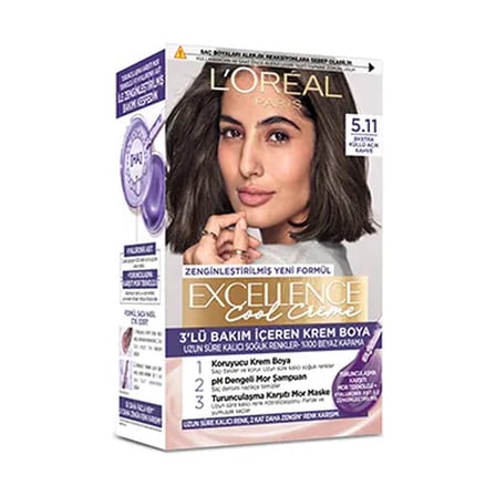 5 Adet L’Oréal Paris Excellence Cool Creme Saç Boyası – 5.11 Ekstra Küllü Açık Kahve