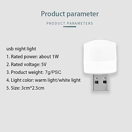 Linwnil Gece USB Işıkları, Mini LED Ampul, Takılabilir, Sıcak Beyaz, Kompakt, Yatak Odası, Banyo, Çocuk Odası, Koridor, Mutfak Araba için USB Atmosfer Işığı (4 Beyaz Işık)