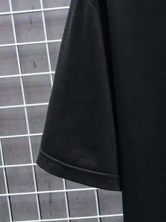 Modi Green Baskılı Oversize Bisiklet Yaka T-shirt - Siyah
