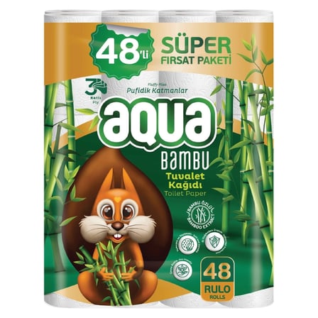 5 Adet Aqua Bambu 3 Katlı Tuvalet Kağıdı 48'li