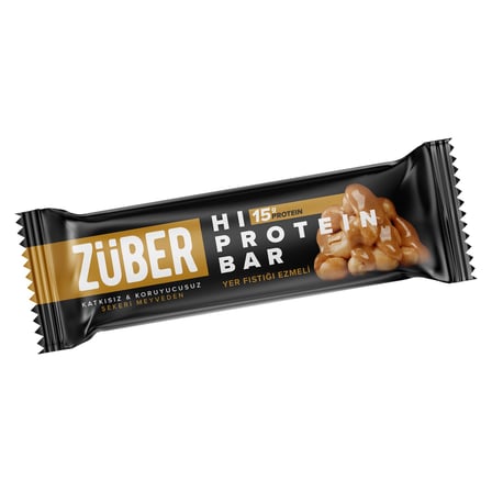 4 Adet Züber Fıstık Ezmeli Hi-Protein Bar 45 g