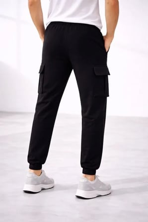 Modi Green Erkek Jogger Eşofman Altı Regular Fit , Kargo Cepli, Lastikli Paça, Günlük Spor Pantolon - Siyah