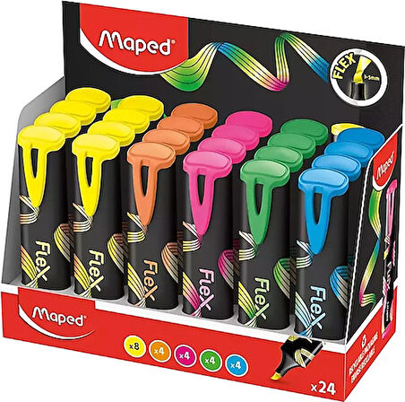 Maped Fosforlu Kalem Flex Farklı Renklerde-Dısplay 740302-24-PKT