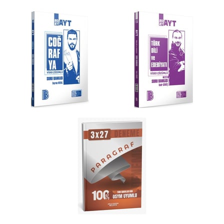 2027 Benim Hocam AYT Coğrafya + Edebiyat Türk Dili ve Edebiyatı Video Çözümlü Soru + Ankapade 3'lü Set