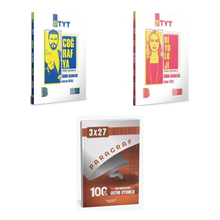 2027 Benim Hocam TYT Coğrafya + Biyoloji Video Çözümlü Soru + anla kazan paragraf deneme 3'lü Set