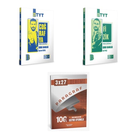 2027 Benim Hocam TYT Coğrafya + Fizik Video Çözümlü Soru + anla kazan paragraf deneme 3'lü Set
