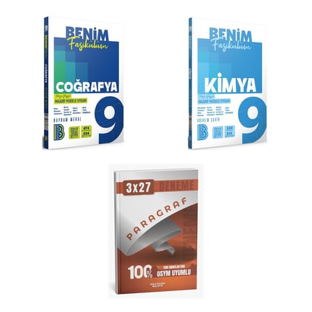 2027 Benim Hocam 9. Sınıf Benim Fasikülüm Coğrafya + Kimya Soru + anla kazan paragraf deneme 3'lü Set