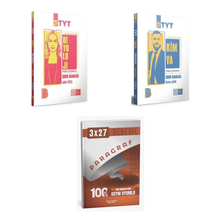 2027 Benim Hocam TYT Biyoloji Video Çözümlü + Kimya Soru + anla kazan paragraf deneme 3'lü Set