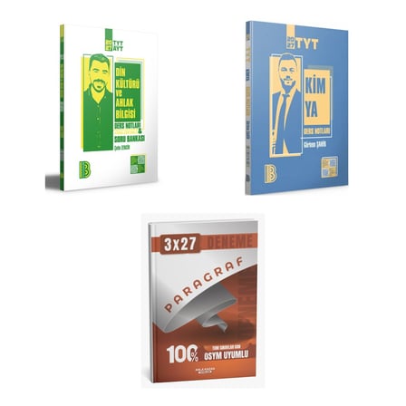 2027 Benim Hocam TYT Din Kültürü ve Ahlak Bilgisi Konu + TYT Kimya Konu + anla kazan paragraf deneme 3'lü Set