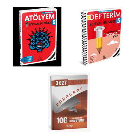 2027 Arı 5 Sınıf Sosyalimo Bilgiler Sosyal Atölyem Soru + Defterim Konu + anla kazan paragraf deneme 3'lü Set