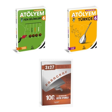 2027 Arı 6 Sınıf Atölyem Fen Fenito Bilimleri + Türkçe Türkçemino Soru + anla kazan paragraf deneme 3'lü Set