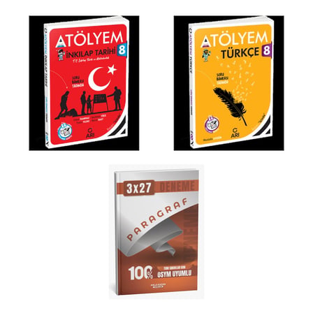 2027 Arı 8. Sınıf Atölyem İnkılap Tarihi ve Atatürkçülük T C + Türkçe Türkçemino Soru + Ankapade 3'lü Set