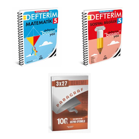 2027 Arı 5 Sınıf Defterim Matematik Matemito + Sosyal Sosyalimo Bilgiler Konu + anla kazan paragraf deneme 3'lü Set