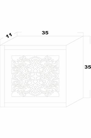 Modem Saklama Kutusu Sürgülü Model Yana Açılır 35Y x 35G x 11D Motifli Meşe