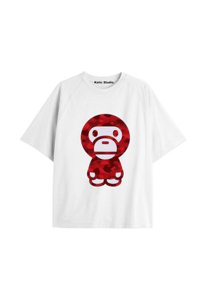 UNİSEX Bay Bape Desenli Beyaz Yazlık T-shirt