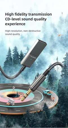 Bluetooth Car Receiver Aux, Gri