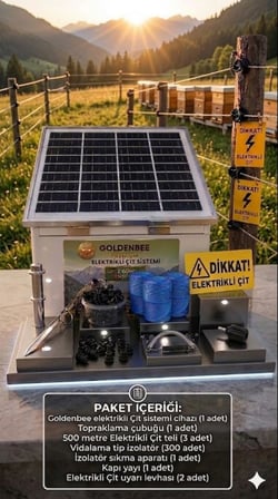 Goldenbee Combo Kit Elektrikli Çit Sistemi Domuz ve Ayı Kovucu 1500MT (SET-302)