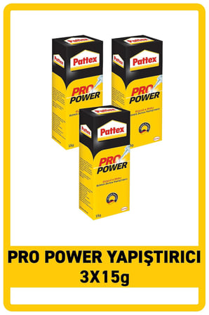 Pattex Pro Power Japon Yapıştırıcısı 15G, 3'lü Paket