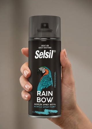 Selsil Rainbow Akrilik Sprey Boya 400 ml - Hızlı Kuruyan, Yüksek Kapatıcı Akrilik Boya - Metal, Ahşap, Plastik ve Hobi Yüzeyleri İçin RAL Renk Seçenekli Profesyonel Sprey (Buzdolabı Beyazı - RAL 9301)