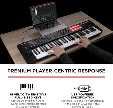 Oxygen 61 V - 61 Tuşlu USB MIDI Klavye Controller, Ritim Pedleri, Akıllı Akor ve Ölçek Modları, Arpejleyici ve Yazılım Paketi Dahil