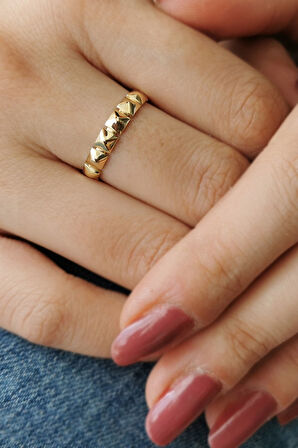 Altın Taşsız Kare Piramit Yüzük